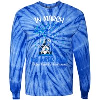 Gnome In March We Wear Blue Clothing Colon Cancer Awareness Gift Tie-Dye Long Sleeve Shirt