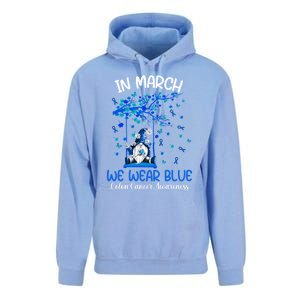 Gnome In March We Wear Blue Clothing Colon Cancer Awareness Gift Unisex Surf Hoodie