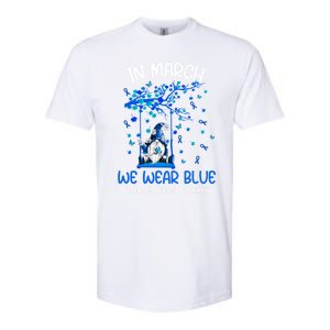 Gnome In March We Wear Blue Clothing Colon Cancer Awareness Gift Softstyle CVC T-Shirt