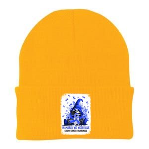 Gnome In March We Wear Blue Ribbon Colon Cancer Awareness Cute Gift Knit Cap Winter Beanie