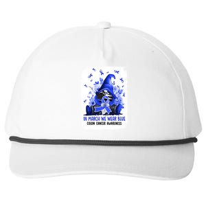 Gnome In March We Wear Blue Ribbon Colon Cancer Awareness Cute Gift Snapback Five-Panel Rope Hat