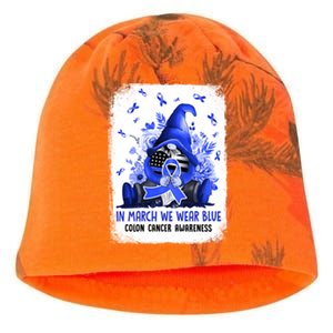 Gnome In March We Wear Blue Ribbon Colon Cancer Awareness Cute Gift Kati - Camo Knit Beanie