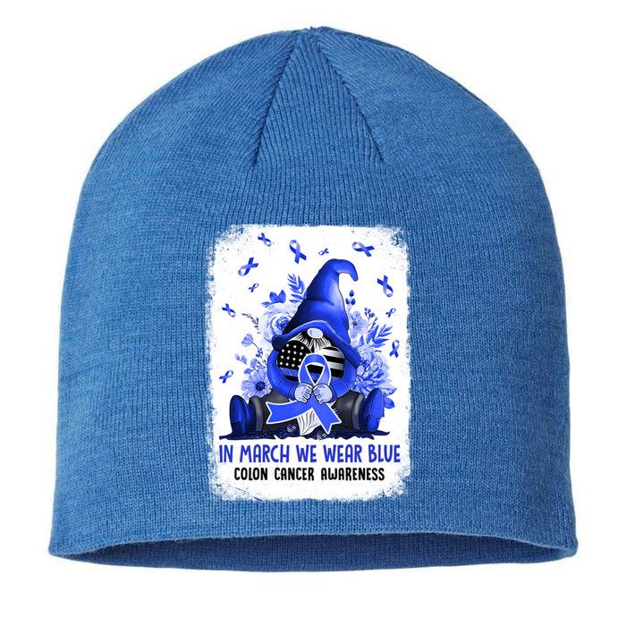 Gnome In March We Wear Blue Ribbon Colon Cancer Awareness Cute Gift Sustainable Beanie