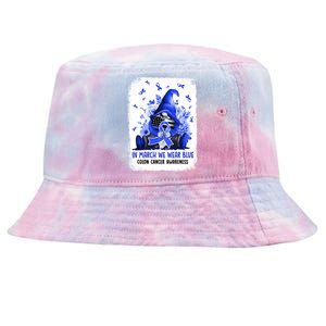 Gnome In March We Wear Blue Ribbon Colon Cancer Awareness Cute Gift Tie-Dyed Bucket Hat