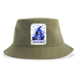 Gnome In March We Wear Blue Ribbon Colon Cancer Awareness Cute Gift Sustainable Bucket Hat