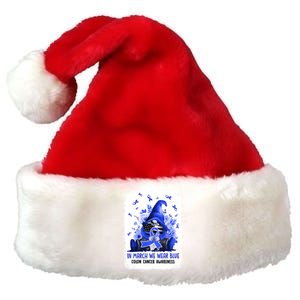 Gnome In March We Wear Blue Ribbon Colon Cancer Awareness Cute Gift Premium Christmas Santa Hat