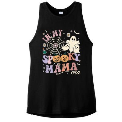 Groovy In My Spooky Mama Era Ghost Pumpkin Halloween Wo Ladies PosiCharge Tri-Blend Wicking Tank