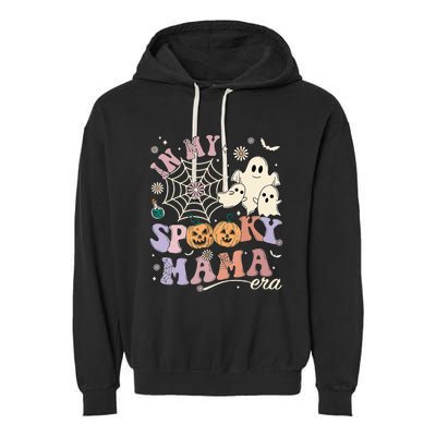 Groovy In My Spooky Mama Era Ghost Pumpkin Halloween Wo Garment-Dyed Fleece Hoodie