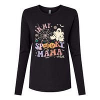 Groovy In My Spooky Mama Era Ghost Pumpkin Halloween Wo Womens Cotton Relaxed Long Sleeve T-Shirt