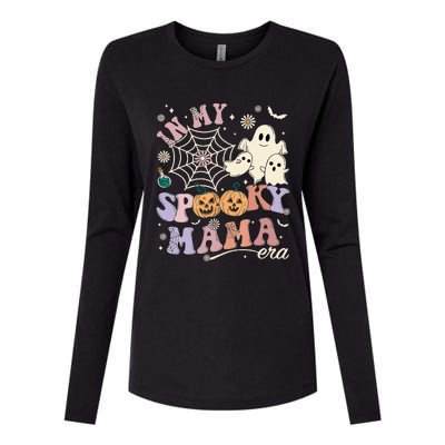 Groovy In My Spooky Mama Era Ghost Pumpkin Halloween Wo Womens Cotton Relaxed Long Sleeve T-Shirt