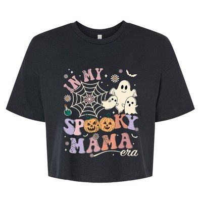 Groovy In My Spooky Mama Era Ghost Pumpkin Halloween Wo Bella+Canvas Jersey Crop Tee