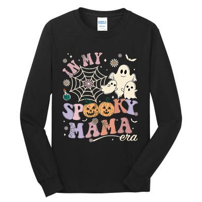 Groovy In My Spooky Mama Era Ghost Pumpkin Halloween Wo Tall Long Sleeve T-Shirt