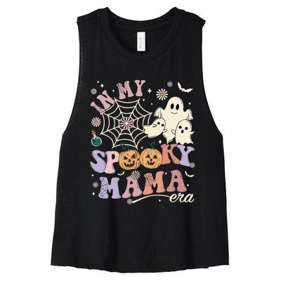 Groovy In My Spooky Mama Era Ghost Pumpkin Halloween Wo Women's Racerback Cropped Tank