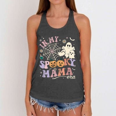 Groovy In My Spooky Mama Era Ghost Pumpkin Halloween Wo Women's Knotted Racerback Tank