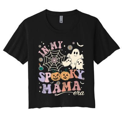 Groovy In My Spooky Mama Era Ghost Pumpkin Halloween Wo Women's Crop Top Tee