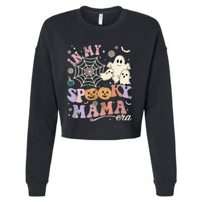 Groovy In My Spooky Mama Era Ghost Pumpkin Halloween Wo Cropped Pullover Crew