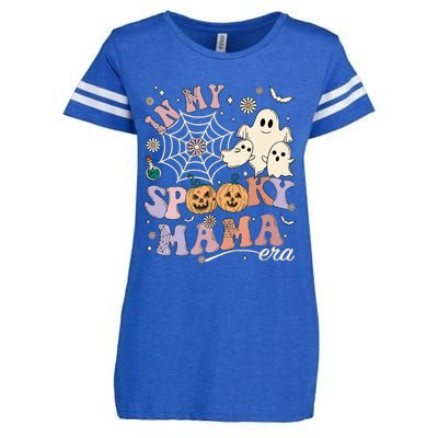 Groovy In My Spooky Mama Era Ghost Pumpkin Halloween Wo Enza Ladies Jersey Football T-Shirt