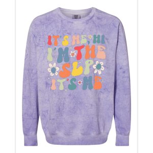 Groovy It's Me Hi I'm The SLP It's Me Funny Speech Therapy Colorblast Crewneck Sweatshirt