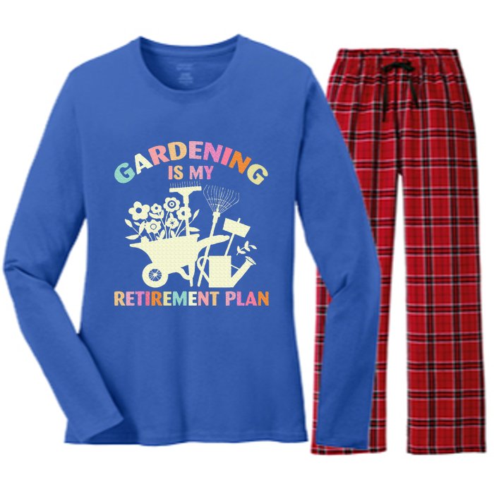 Gardening Is My Retirement Plan Women's Long Sleeve Flannel Pajama Set 