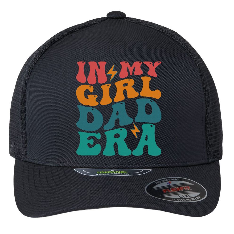 Groovy In My Girl Dad Era Flexfit Unipanel Trucker Cap
