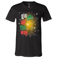 Gin all the way Jingle Funny Christmas V-Neck T-Shirt