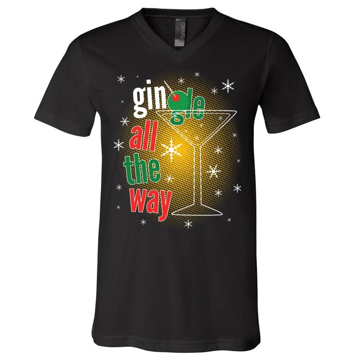 Gin all the way Jingle Funny Christmas V-Neck T-Shirt