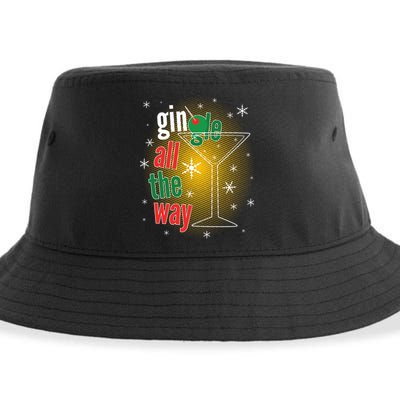 Gin all the way Jingle Funny Christmas Sustainable Bucket Hat