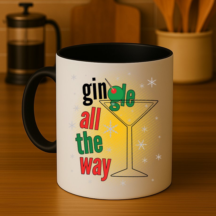 Gin all the way Jingle Funny Christmas Mug