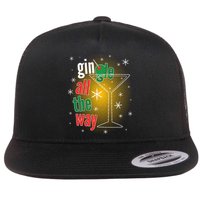 Gin all the way Jingle Funny Christmas Flat Bill Trucker Hat