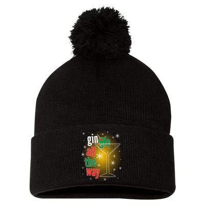Gin all the way Jingle Funny Christmas Pom Pom 12in Knit Beanie