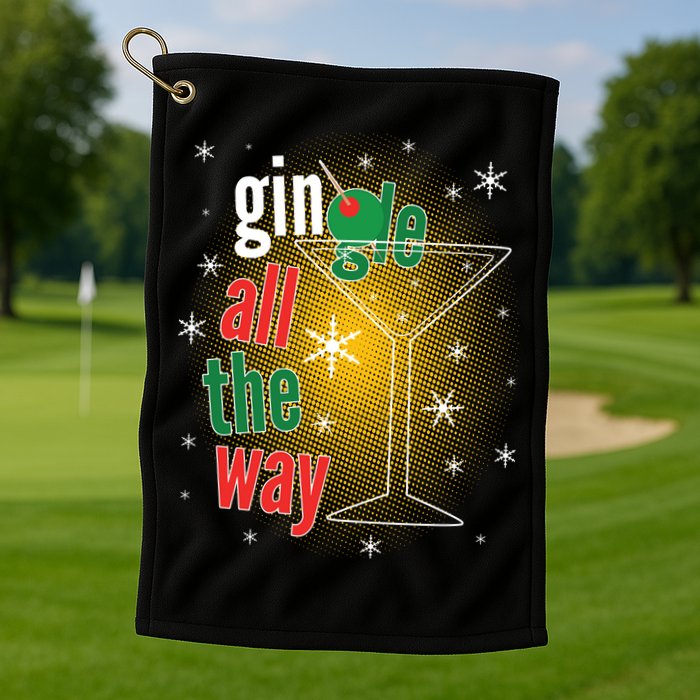 Gin all the way Jingle Funny Christmas Golf Towel
