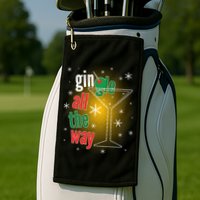 Gin all the way Jingle Funny Christmas Golf Towel