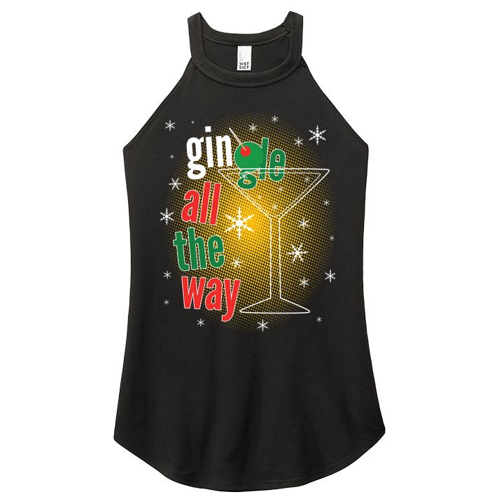 Gin all the way Jingle Funny Christmas Women's Perfect Tri Rocker Tank