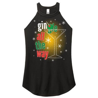 Gin all the way Jingle Funny Christmas Women’s Perfect Tri Rocker Tank