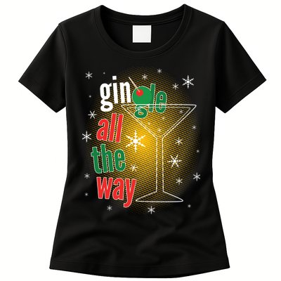 Gin all the way Jingle Funny Christmas Womens T-Shirt