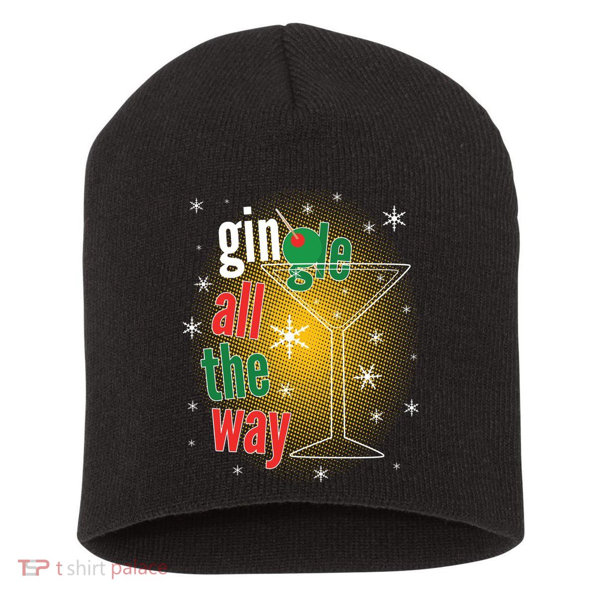 Gin all the way Jingle Funny Christmas Short Acrylic Beanie
