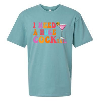 Groovy I Need A Huge Cocktail Funny Adult Humor Drinking Sueded Cloud Jersey T-Shirt