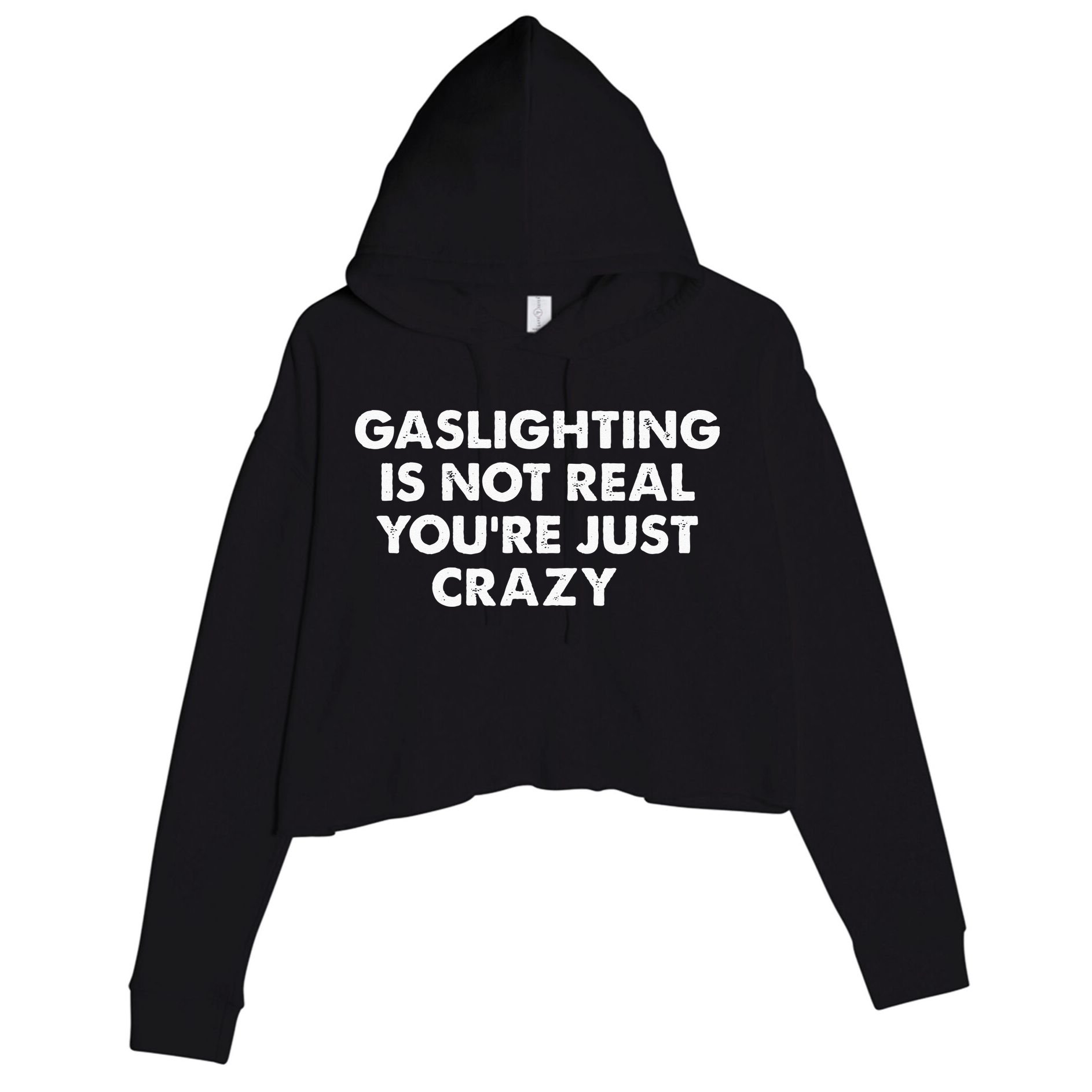 Gaslighting Is Not Real Youre Just Crazy Crop Fleece Hoodie