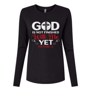 God Is Not Finished With Me Yet Christian Religious Womens Cotton Relaxed Long Sleeve T-Shirt