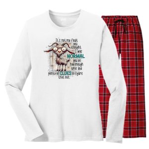 Goat ItS Not My Fault You Thought I Was Normal Women's Long Sleeve Flannel Pajama Set 