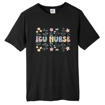 Groovy Icu Nurse Flowers Intensive Care Unit Nurse Gift Tall Fusion ChromaSoft Performance T-Shirt