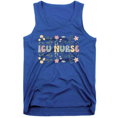 Groovy Icu Nurse Flowers Intensive Care Unit Nurse Gift Tank Top