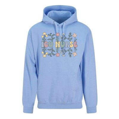 Groovy Icu Nurse Flowers Intensive Care Unit Nurse Gift Unisex Surf Hoodie