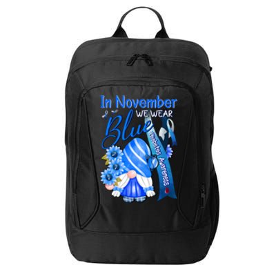 Gnomes In November We Wear Blue Diabetes Awareness Month Great Gift City Backpack