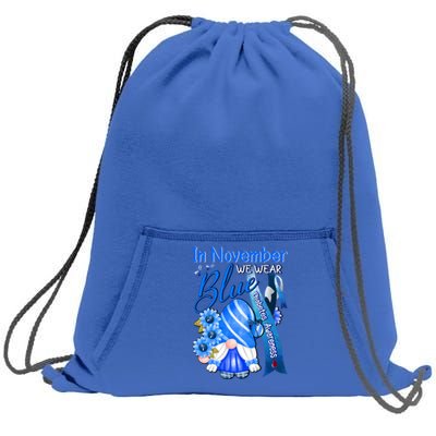 Gnomes In November We Wear Blue Diabetes Awareness Month Great Gift Sweatshirt Cinch Pack Bag