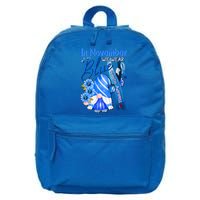 Gnomes In November We Wear Blue Diabetes Awareness Month Great Gift 16 in Basic Backpack