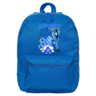 Gnomes In November We Wear Blue Diabetes Awareness Month Great Gift 16 in Basic Backpack