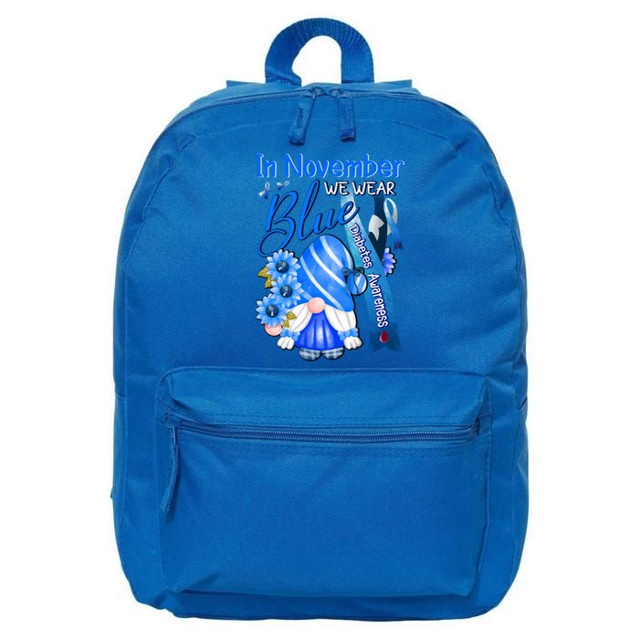 Gnomes In November We Wear Blue Diabetes Awareness Month Great Gift 16 in Basic Backpack