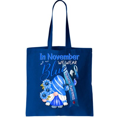 Gnomes In November We Wear Blue Diabetes Awareness Month Great Gift Tote Bag