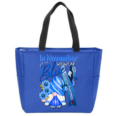 Gnomes In November We Wear Blue Diabetes Awareness Month Great Gift Zip Tote Bag